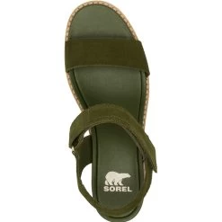 Sorel Women's Joanie IV Y Strap Wedge - Utility Green / Honey White -Sandals Outlet 2 91986.1707430917