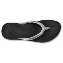 Olukai Women's Puawe - Silver / Black -Sandals Outlet 3 47690.1683137685