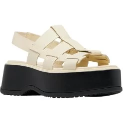 Sorel Women's Dayspring Slingback Flatform - Honey White / Black -Sandals Outlet 3 70785.1707427507