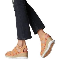 Sorel Women's Joanie III Ankle Strap Wedge - Faded Spark / White -Sandals Outlet 3 94047.1652463823