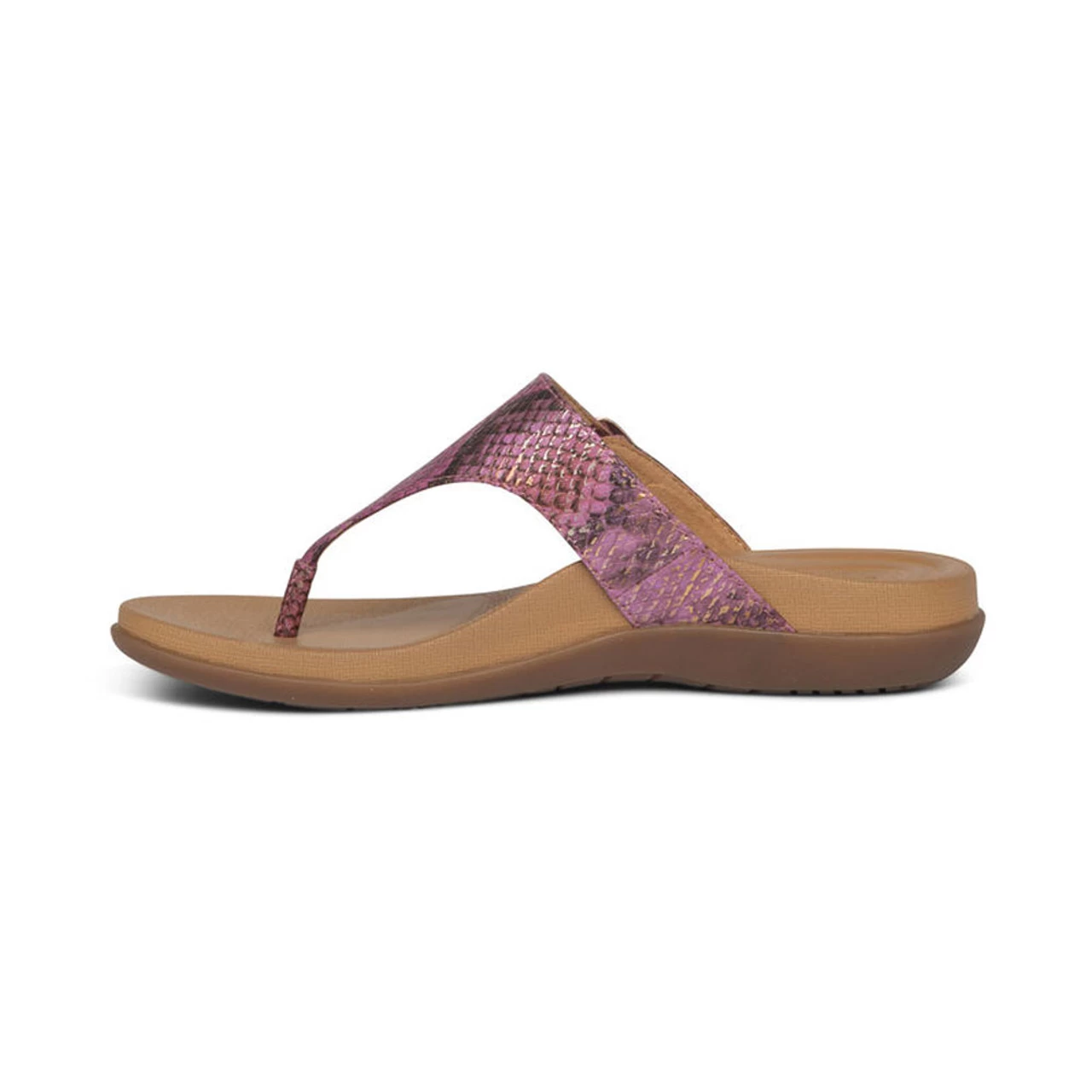 Aetrex Women's Rita Adjustable Thong Sandal - Pink Snake 5 Aetrex Women's Rita Adjustable Thong Sandal - Pink Snake - Image 3