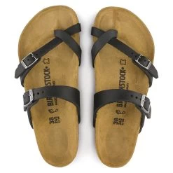 Birkenstock Women's Mayari Oiled Leather - Black (Regular Width) -Sandals Outlet 4 77823.1558635170