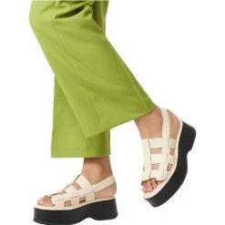 Sorel Women's Dayspring Slingback Flatform - Honey White / Black -Sandals Outlet 4 86994.1707427524