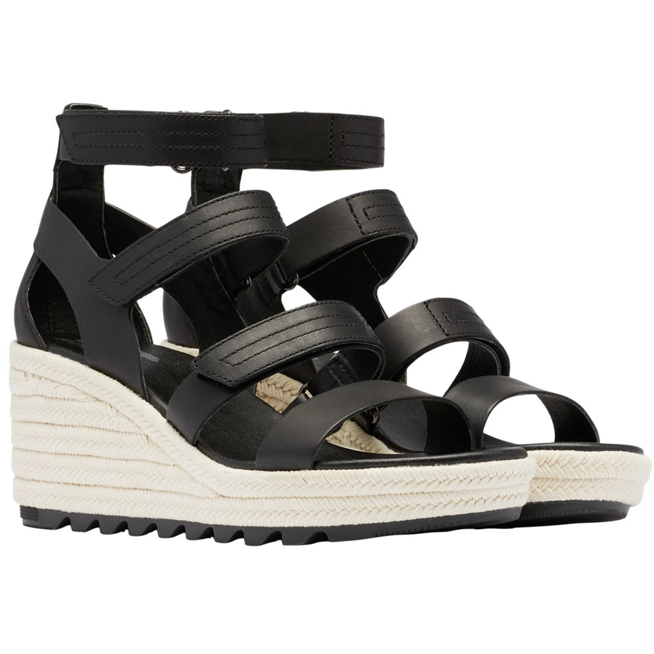 Sorel Women's Cameron Multistrap Wedge - Black / Chalk 5 Sorel Women's Cameron Multistrap Wedge - Black / Chalk - Image 3