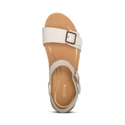 Aetrex Women's Lexa Quarter Strap Wedge - Ivory -Sandals Outlet 5 37411.1622133657