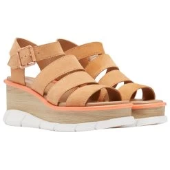 Sorel Women's Joanie III Ankle Strap Wedge - Faded Spark / White -Sandals Outlet 5 76463.1652463791
