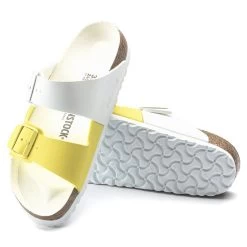 Birkenstock Women's Arizona Split - White / Lime Sour (Narrow Width) -Sandals Outlet 5 91545.1622210446