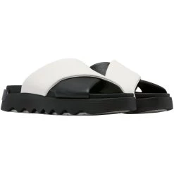 Sorel Women's Viibe Crisscross Slide - Black / Sea Salt -Sandals Outlet 667 84848.1708723339