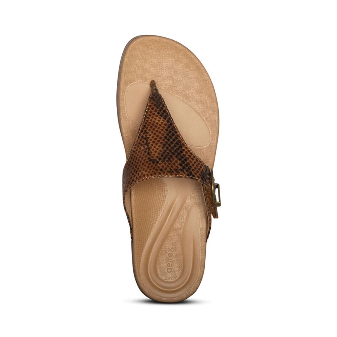 Aetrex Women's Rita Adjustable Thong Sandal - Brown Snake 6 Aetrex Women's Rita Adjustable Thong Sandal - Brown Snake - Image 4