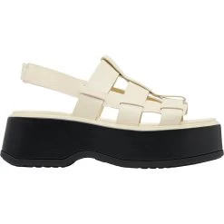 Sorel Women's Dayspring Slingback Flatform - Honey White / Black