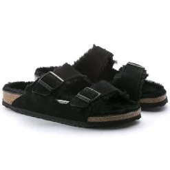 Birkenstock Women's Arizona Shearling Suede Leather - Black (Regular Width) -Sandals Outlet 752663 pair 80967.1636039807.1280.1280 70846.1683313602