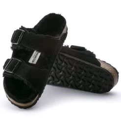 Birkenstock Women's Arizona Shearling Suede Leather - Black (Regular Width) -Sandals Outlet 752663 sole 97303.1636039821.1280.1280 73066.1683313458