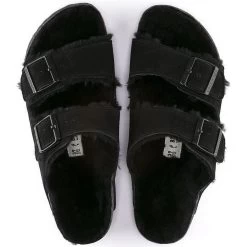 Birkenstock Women's Arizona Shearling Suede Leather - Black (Regular Width) -Sandals Outlet 752663 top 47521.1636039817.1280.1280 59577.1683313606