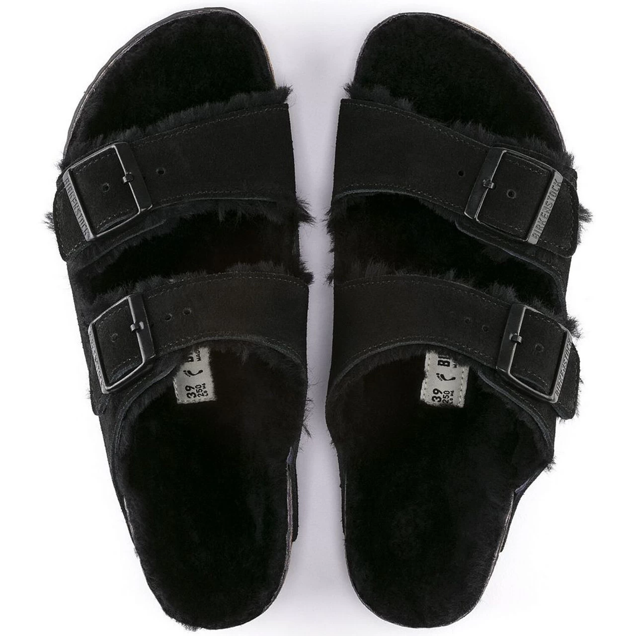 Birkenstock Women's Arizona Shearling Suede Leather - Black (Narrow Width) 6 Birkenstock Women's Arizona Shearling Suede Leather - Black (Narrow Width) - Image 4