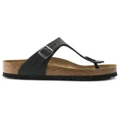 Birkenstock Women's Gizeh Oiled Leather - Black (Regular Width) -Sandals Outlet 7 56840.1560279675