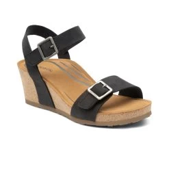 Aetrex Women's Lexa Quarter Strap Wedge - Black