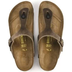Birkenstock Women's Gizeh Oiled Leather - Tobacco (Regular Width) -Sandals Outlet Birk Gizeh Sandal Tobacco Oiled Top 73084.1552584106