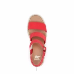 Sorel Women's Joanie Heel Ankle Strap - Red Glo / Honey White -Sandals Outlet C 61815.1709150065