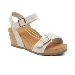 Aetrex Women's Lexa Quarter Strap Wedge - Ivory