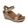 Aetrex Women's Sydney Quarter Strap Espadrille Wedge - Champagne -Sandals Outlet EW751 catalog 57352.1713208632