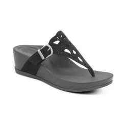 AetrexWomen's Tasha Thong Wedge - Black