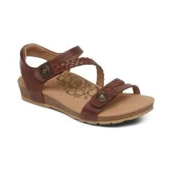 Aetrex Women's Jillian Braided Quarter Strap - Walnut