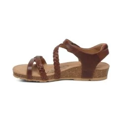 Aetrex Women's Jillian Braided Quarter Strap - Walnut -Sandals Outlet SC441 left 92195.1653410036