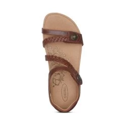 Aetrex Women's Jillian Braided Quarter Strap - Walnut -Sandals Outlet SC441 top 72714.1653410017