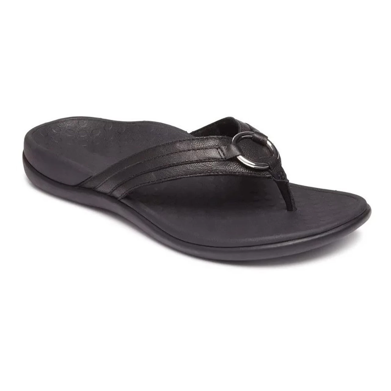 Vionic Women's Tide Aloe Toe Post - Black Leather 3 Vionic Women's Tide Aloe Toe Post - Black Leather