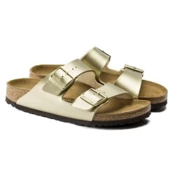 Birkenstock Women's Arizona Birko-Flor - Gold (Narrow Width) -Sandals Outlet arizona gold 6 44280.1585844269