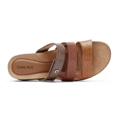 Rockport Cobb Hill Women's May Slide Sandal - Tan -Sandals Outlet j 29818.1650995816